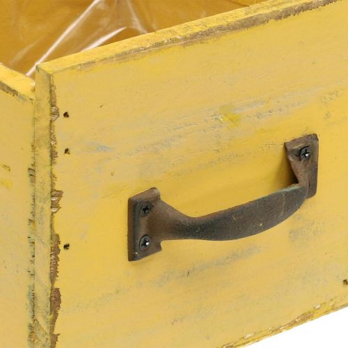 Floristik24 Cajón decorativo macetero vintage madera amarillo 12,5×12,5×11cm