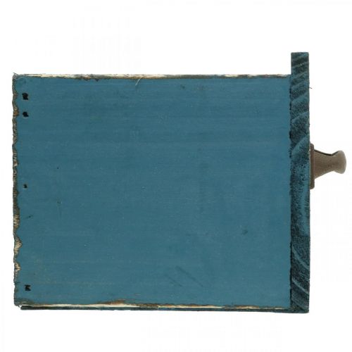 Floristik24 Cajón para plantas decoración madera azul shabby chic 12,5×12,5×11cm