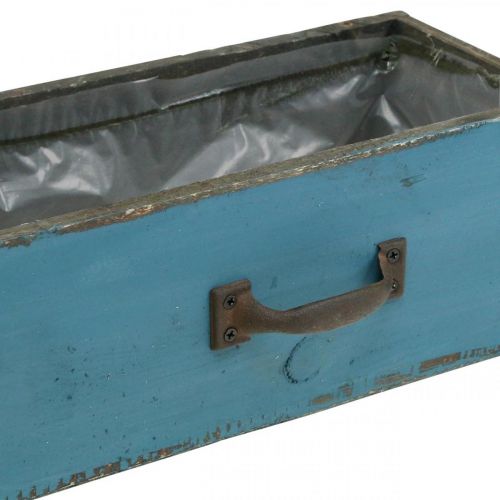 Floristik24 Caja de plantas cajón madera shabby chic azul 25x13x9cm