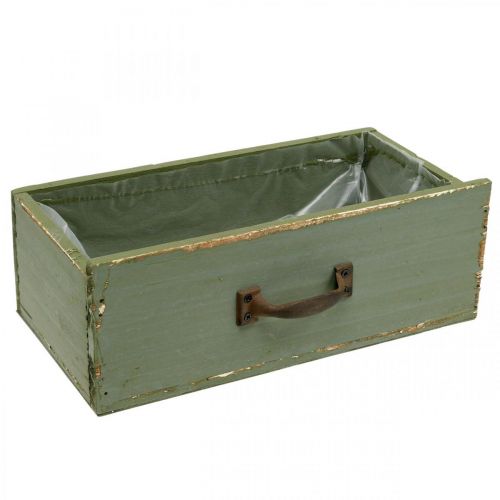 Floristik24 Macetero decorativo cajón madera shabby chic verde 25x13x9cm