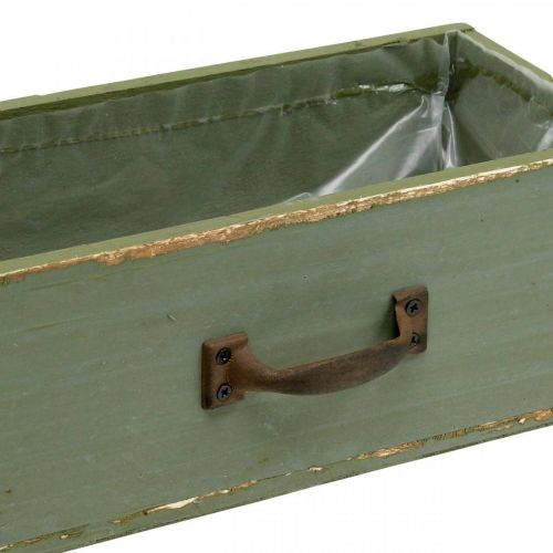 Floristik24 Macetero decorativo cajón madera shabby chic verde 25x13x9cm