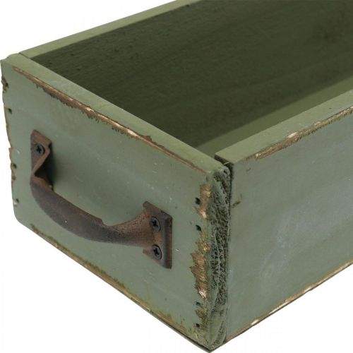 Artículo Deco Cajón Aspecto vintage Bandeja de madera Shabby Green 65×11×7cm