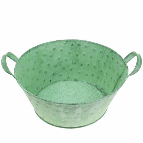 Floristik24 Macetero Cuenco Decorativo Metal Verde Lavado Ø24cm H10cm