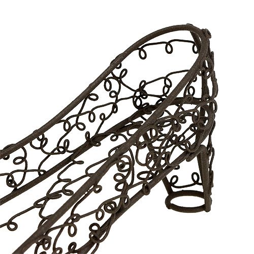 Floristik24 Zapato de alambre 19cm x 7cm H7,5cm Marrón