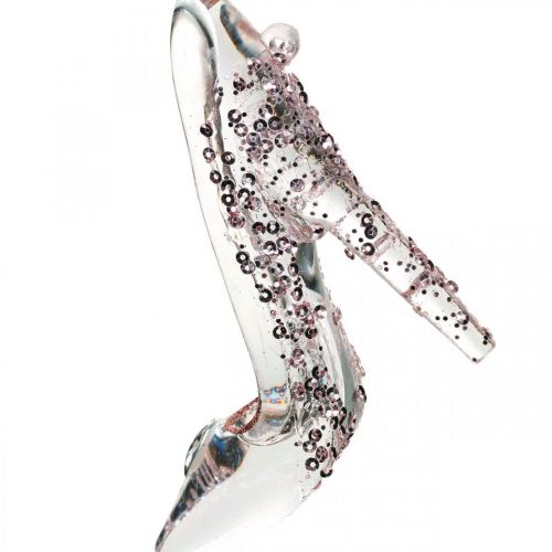 Floristik24 Zapato decorativo brillante, decoración de árbol, zapato de cuento de hadas, plástico rosa H10cm