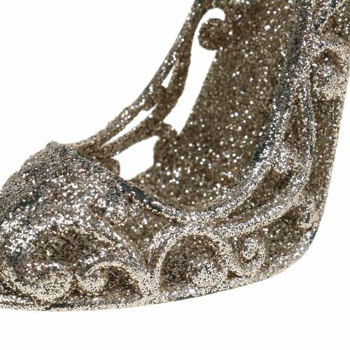 Floristik24 Decoraciones para árboles de Navidad zapato champagne glitter 13cm 12pcs