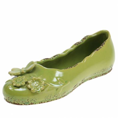 Floristik24 Jardinera zapato mujer ceramica verde 24cm