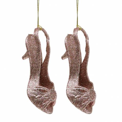 Floristik24 Bombas de adornos para árboles de Navidad rosa, purpurina 12cm 12pcs