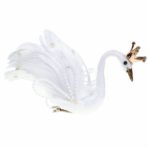 Floristik24 Adornos navideños cisne con corona y pluma 14cm