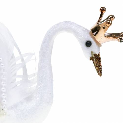 Floristik24 Adornos navideños cisne con corona y pluma 14cm