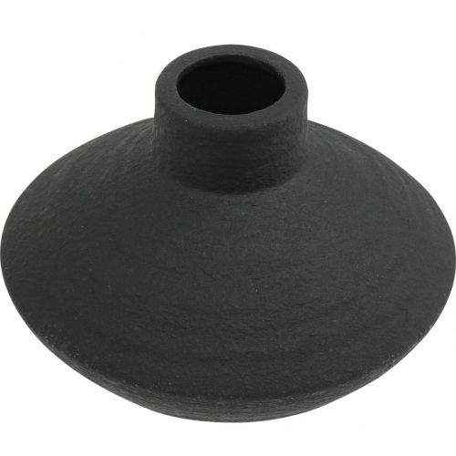 Floristik24 Jarrón de cerámica negro jarrón decorativo plano bulboso H10cm
