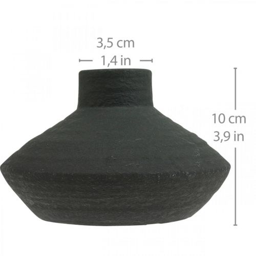 Floristik24 Jarrón de cerámica negro jarrón decorativo plano bulboso H10cm