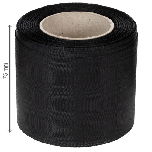Cinta de corona negra de 75 mm y 25 m: cinta de luto de acetato para impresión y decoración de cintas. | Floristik24.es