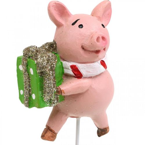 Artículo Tapón de flor de cerdo de la suerte de Navidad deco pig 4pcs