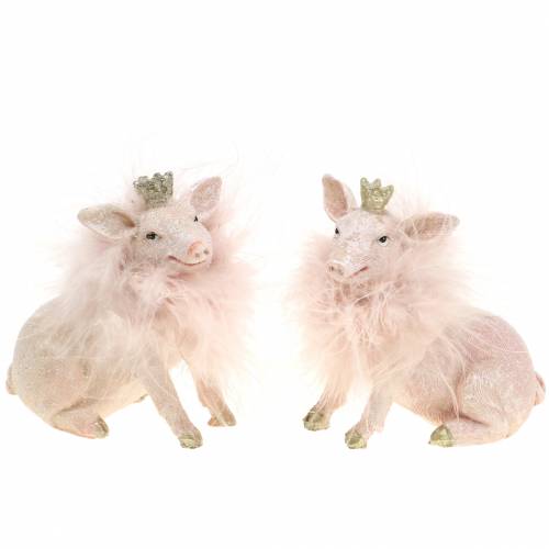 Floristik24 Decoración figura cerdo amuleto de la suerte 9cm 2pcs