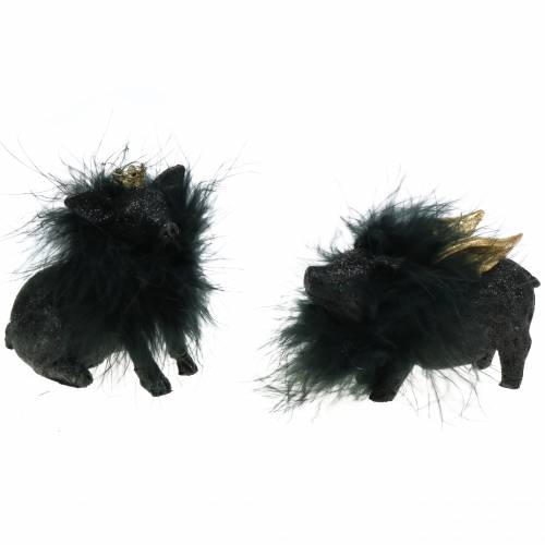 Floristik24 Figura decorativa cerdo Lucky Charm negro 9cm 2pcs