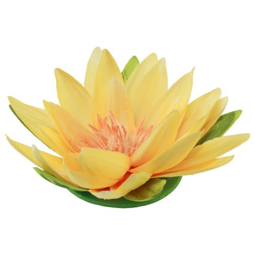 Floristik24 Nenúfar flotante artificial decoración de verano amarillo Ø15cm 2 piezas