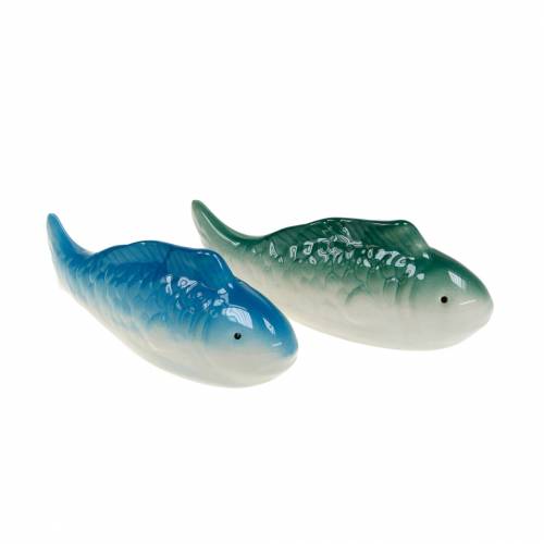 Floristik24 Pez nadador azul/verde cerámica 11,5cm 2uds