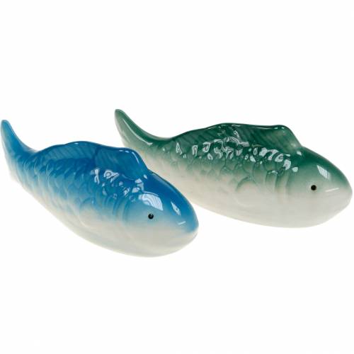 Floristik24 Pez nadador cerámica azul/verde 16cm 2uds