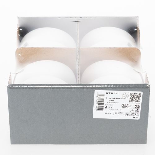 Artículo Vela flotante para veladas románticas o decoración festiva, también apta para uso exterior. 8cm, 8h, 8uds.