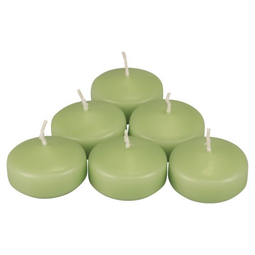 Floristik24 Velas flotantes verdes Velas Wenzel verde suave 30×50mm 8ud