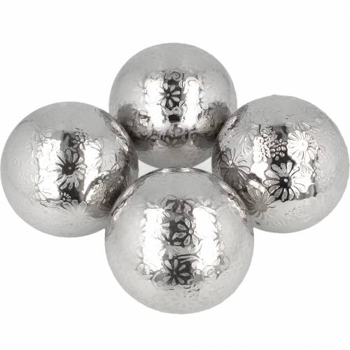 Floristik24 Bola flotante flores metal plata Ø8cm surtido 4pcs