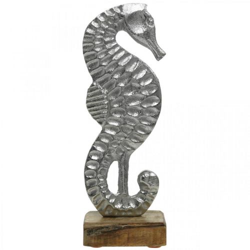 Floristik24 Caballito de mar para colocar, decoración de mar de metal, escultura marítima plata, colores naturales H22cm