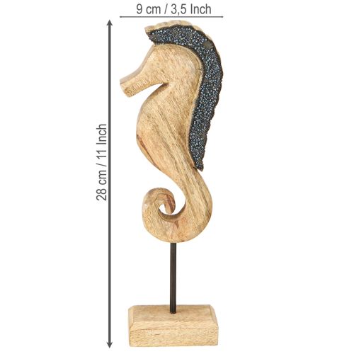 Artículo Decoración de caballito de mar con perlas decoración de mesa de madera de mango 28cm