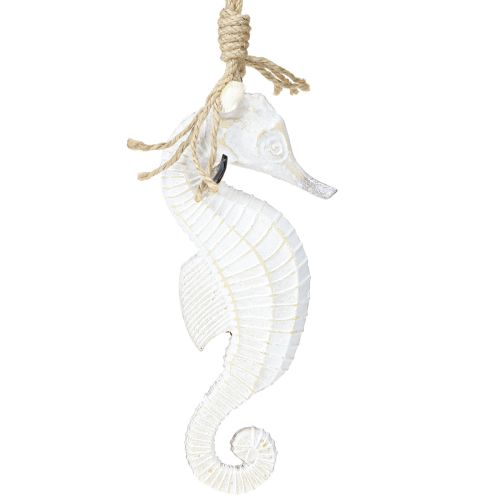 Artículo Decoración Caballito de Mar para Colgar Lacado Blanco 27cm