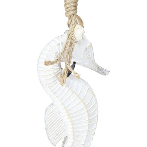 Artículo Decoración Caballito de Mar para Colgar Lacado Blanco 27cm