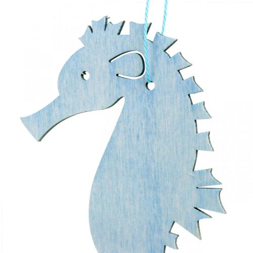 Floristik24 Caballito de mar para colgar percha azul, blanca decoración marítima 8 piezas