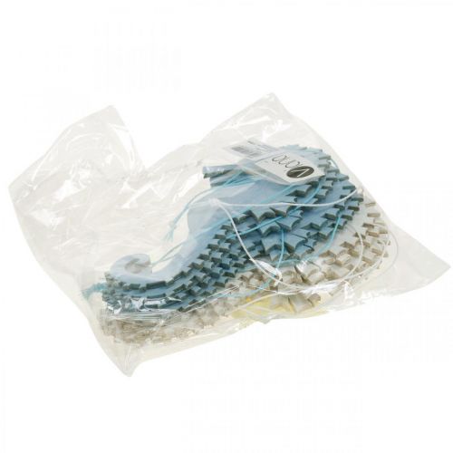 Floristik24 Caballito de mar para colgar percha azul, blanca decoración marítima 8 piezas