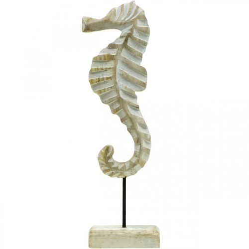 Floristik24 Caballito de mar de madera, decoración marinera, figura decorativa animal marino color natural, blanco Al. 35 cm