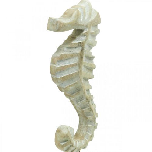 Floristik24 Caballito de mar para poner, decoración de madera marítima, decoración de mesa, decoración de verano colores naturales, blanco H28cm