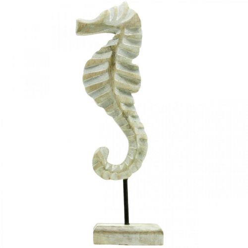 Floristik24 Caballito de mar para poner, decoración de madera marítima, decoración de mesa, decoración de verano colores naturales, blanco H28cm