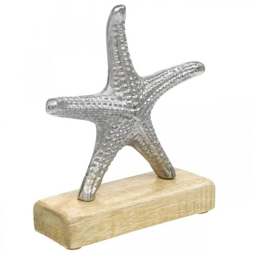 Estrella de mar de metal, decoración marítima, escultura decorativa plata, colores naturales Al. 18 cm