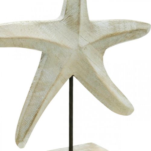 Floristik24 Estrella de mar de madera, escultura decorativa marítima, decoración del mar en colores naturales, blanco Al 28 cm