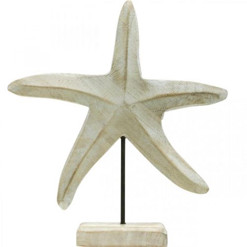 Floristik24 Estrella de mar de madera, escultura decorativa marítima, decoración del mar en colores naturales, blanco Al 28 cm