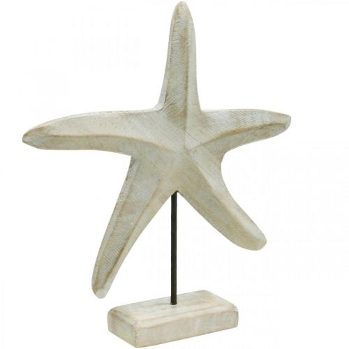 Floristik24 Estrella de mar de madera, escultura decorativa marítima, decoración del mar en colores naturales, blanco Al 28 cm