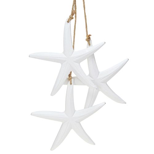 Floristik24 Decoración estrella de mar decoración marítima de madera para colgar blanca con 3 estrellas 46cm