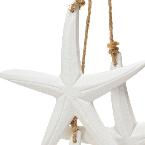Artículo Decoración estrella de mar decoración marítima de madera para colgar blanca con 3 estrellas 46cm