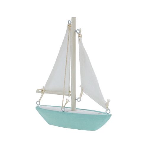 Floristik24 Velero de pie 14cm x 15.5cm azul-blanco