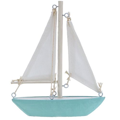 Floristik24 Velero de pie 14cm x 15.5cm azul-blanco