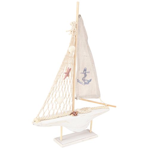Floristik24 Decoración velero madera pino sobre base blanco natural H39cm