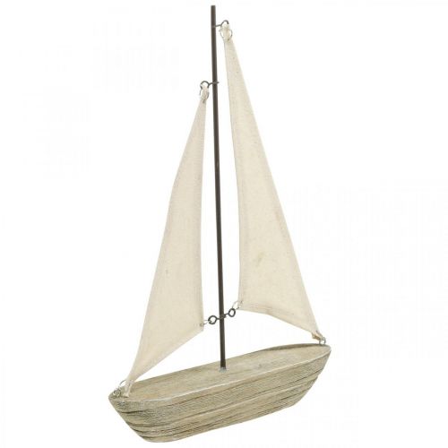 Velero decorativo de madera, decoración marítima, barco decorativo shabby chic, colores naturales, blanco H29cm L18cm