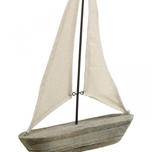 Floristik24 Velero, barco de madera, decoración marítima shabby chic colores naturales, blanco H37cm L24cm