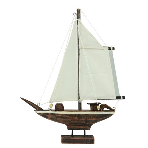 Floristik24 Velero decoración barco madera pino marrón 32×5×41cm