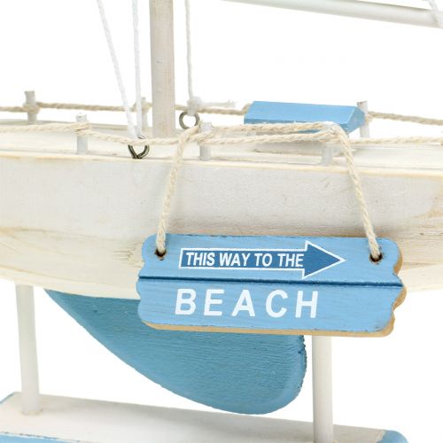 Floristik24 Velero de madera Deco azul, blanco H41.5cm