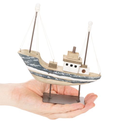 Decoración de barco, estilo marítimo, de madera con soporte, 20 cm. | Floristik24.es