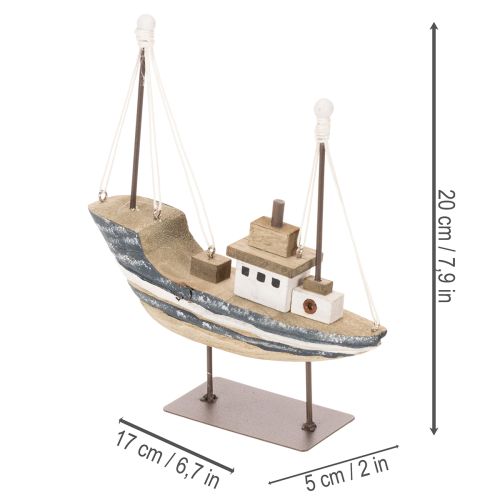 Decoración de barco, estilo marítimo, de madera con soporte, 20 cm. | Floristik24.es